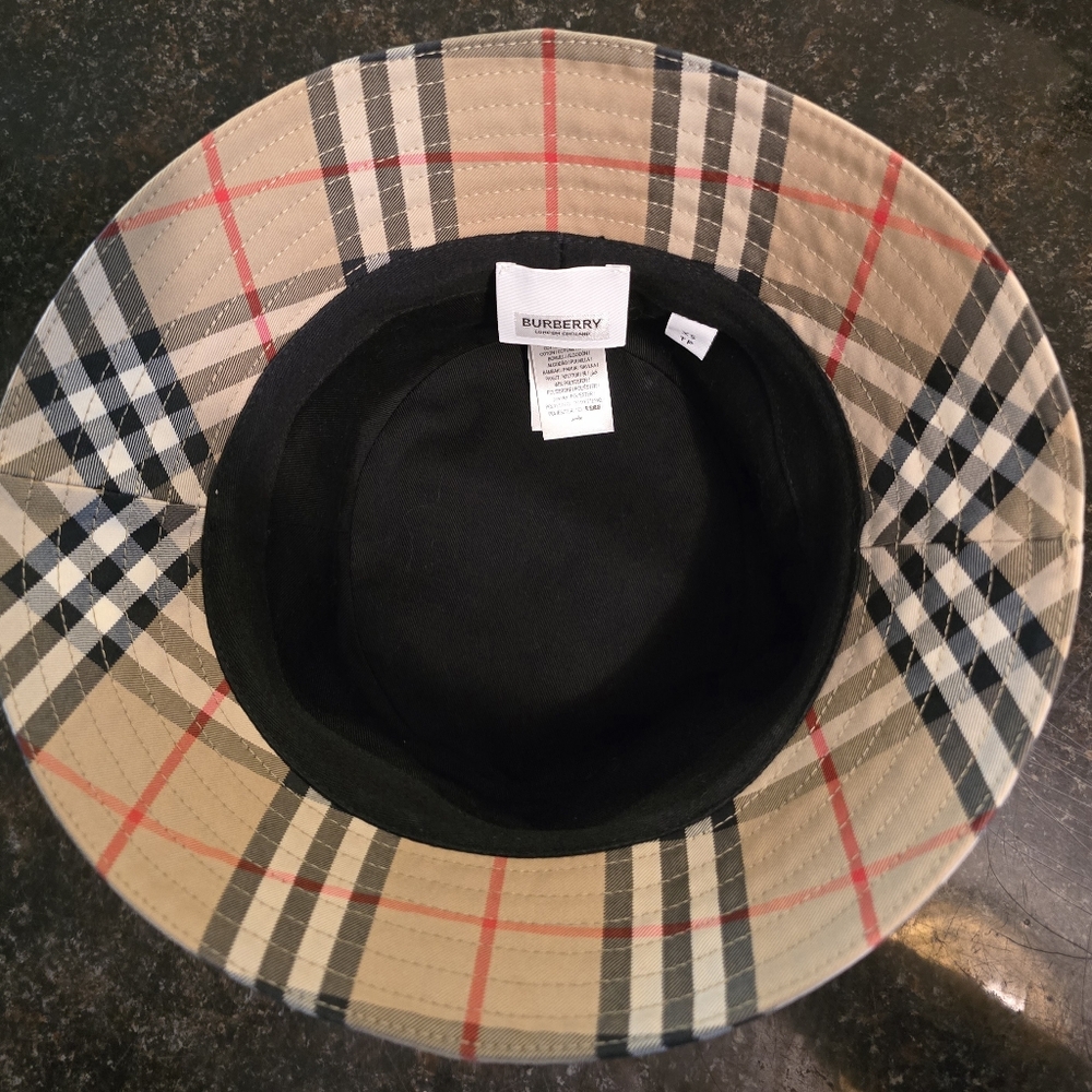 Burberry Beige Plaid Bucket Hat - Picture 3 of 7